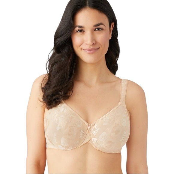 WACOAL 85567 SAND NUDE CALLA LILY JACQUARD AWARENESS UNDERWIRE BRA 42D - Picture 1 of 12